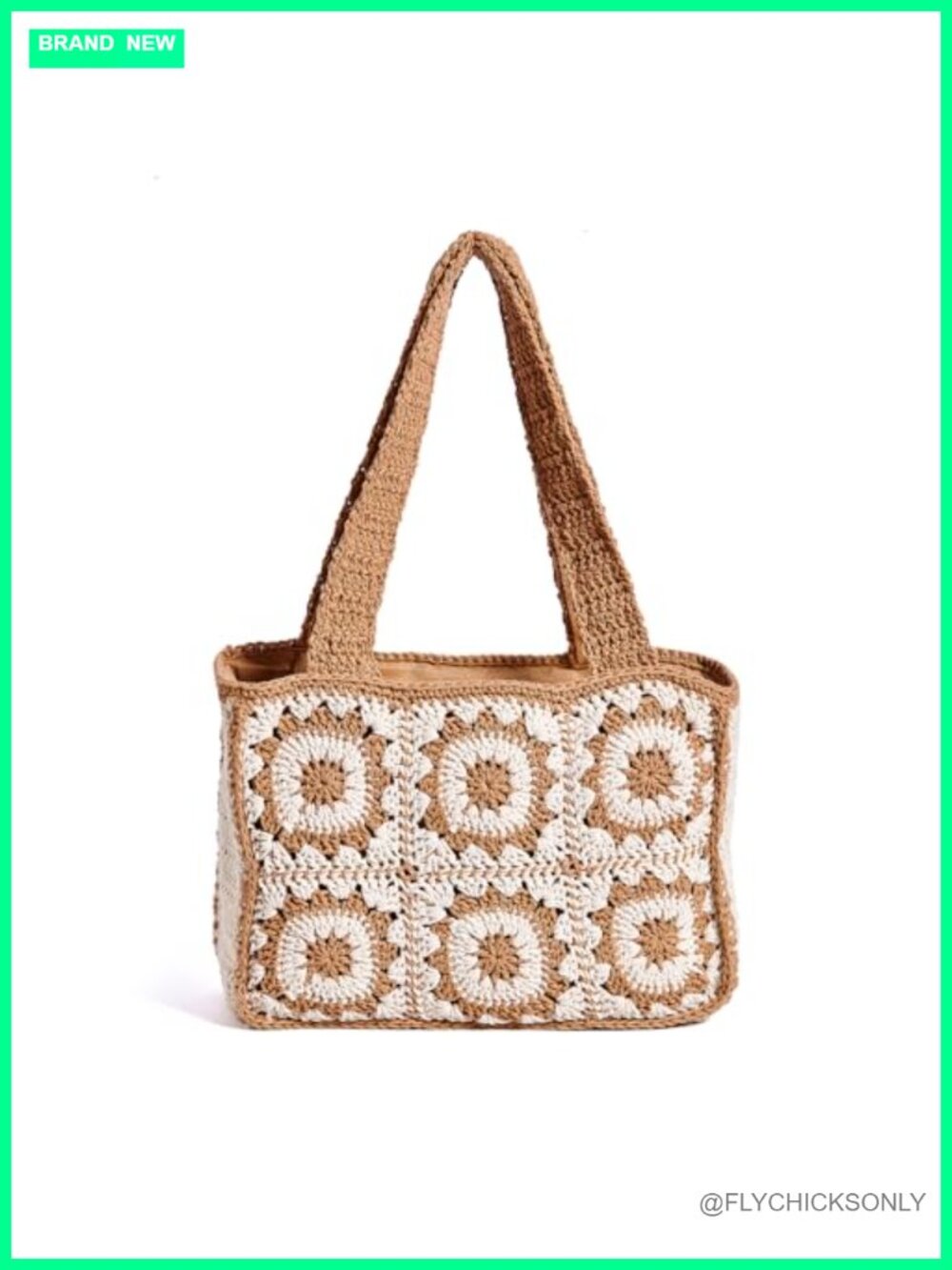 Crochet Beach Bag Straw Tote Floral Woven Shoulder Hobo Purse